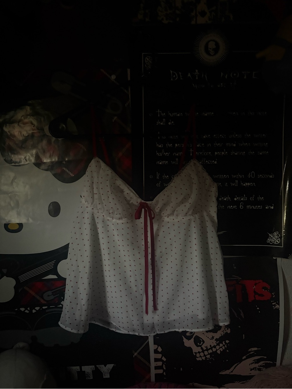 red and white polka dot tank